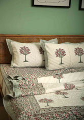 Sea Chase Hand Block Print Bedsheet + Cushion Cover + Comforter